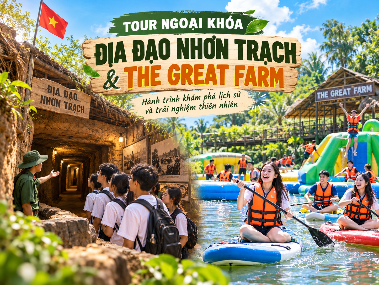 TOUR NGOẠI KHÓA 1 NGÀY | ĐỊA ĐẠO NHƠN TRẠCH – THE GREAT FARM